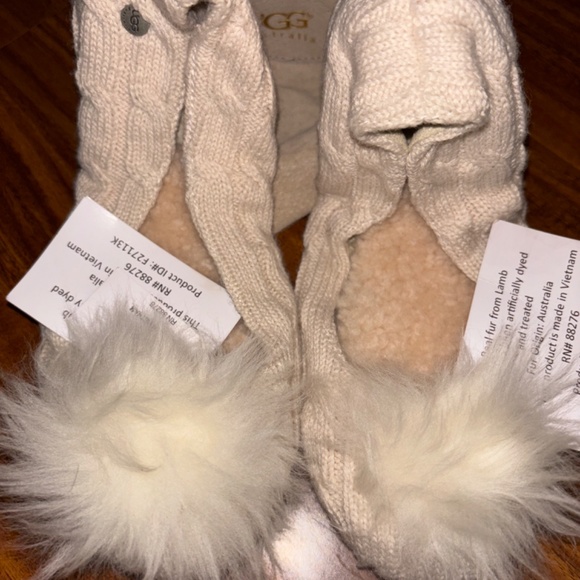 NWT UGG Lamb Fur Accent Ballerina Slippers - Picture 2 of 7
